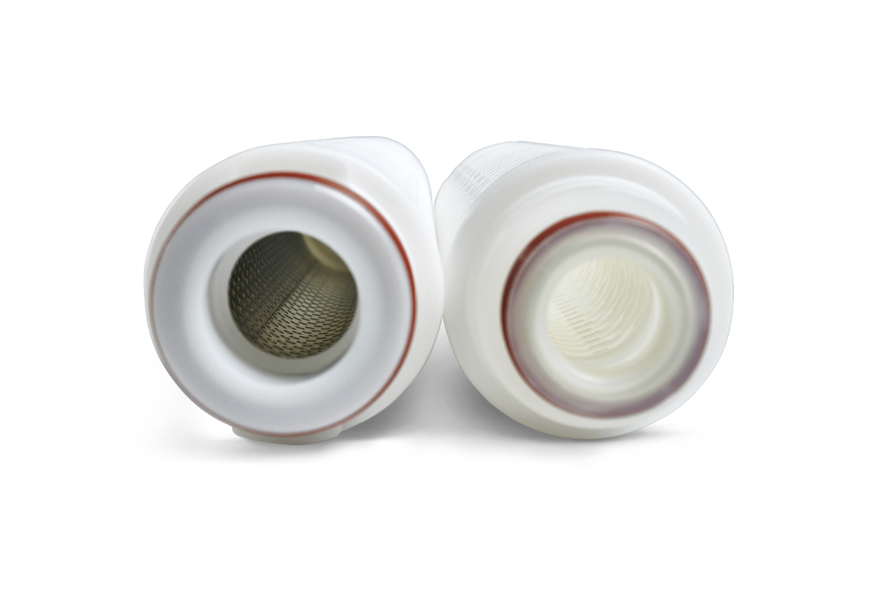 两个气体/通气过滤筒内部材料的垂直视图。